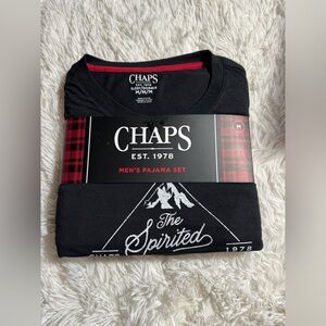 NEW MEN'S CHAPS PAJAMA SET RED CHECKERED BLACK